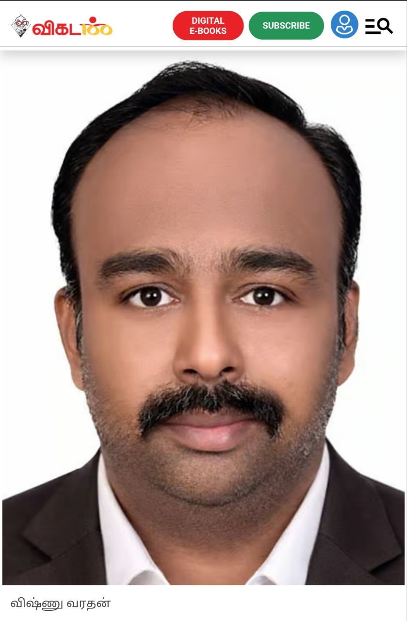 Vishnu Varadhan Featured Columnist on Nanayam Vikatan